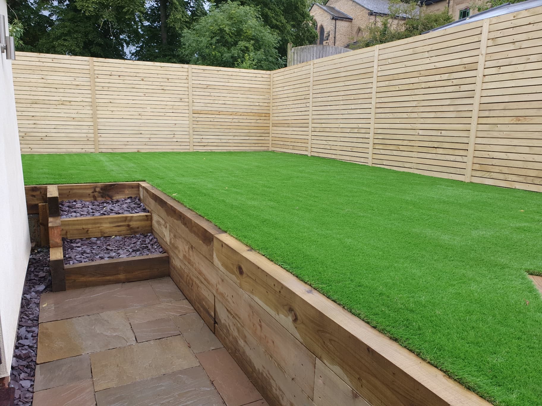 Sleeper wall and fencing Sheffield